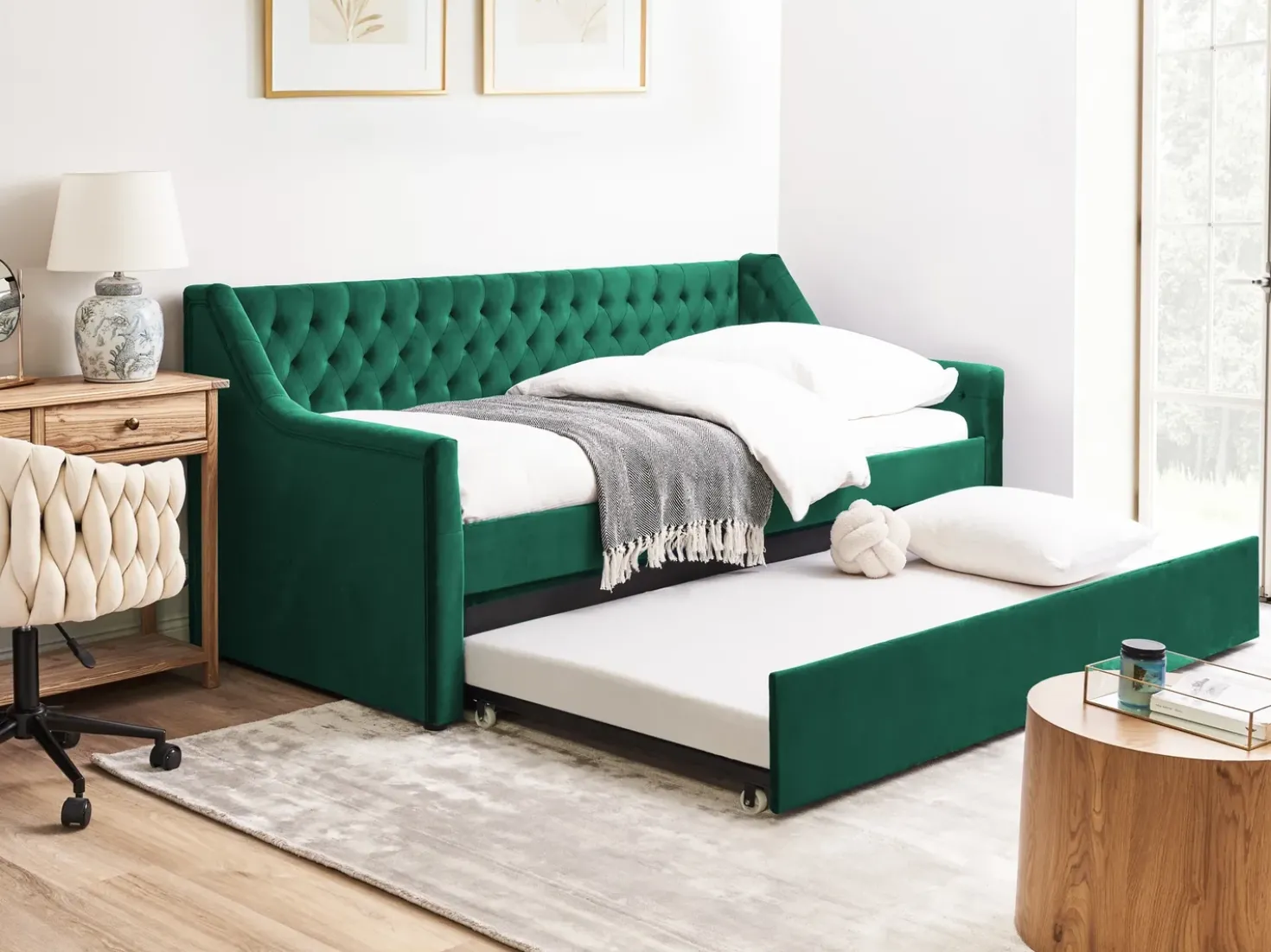 Letto estraibile Velluto MONTARGIS 90 x 200 cm Verde smeraldo