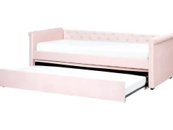 Letto estraibile Velluto LIBOURNE 90 x 200 cm Rosa pastello