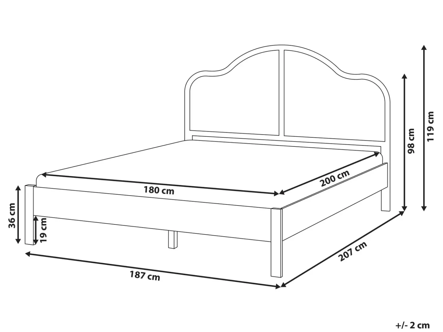 Letto HOUNOUX 180 x 200 cm Marrone chiaro