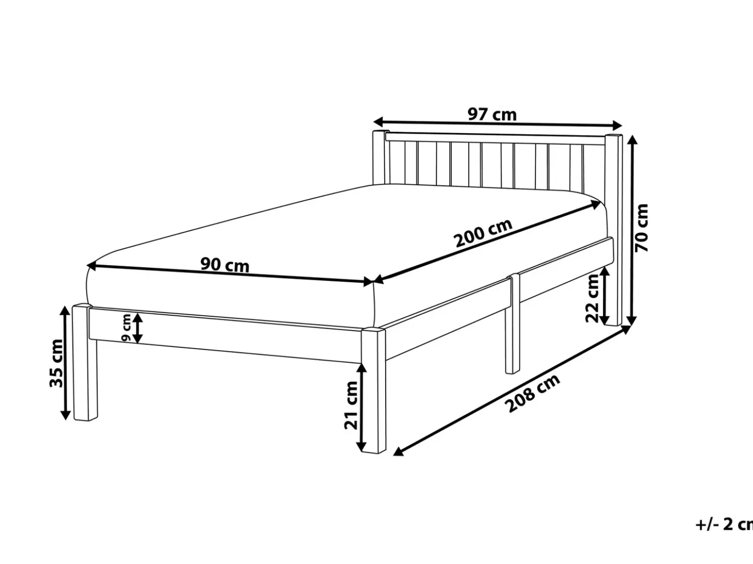 Letto Legno di pino FLORAC 90 x 200 cm Bianco