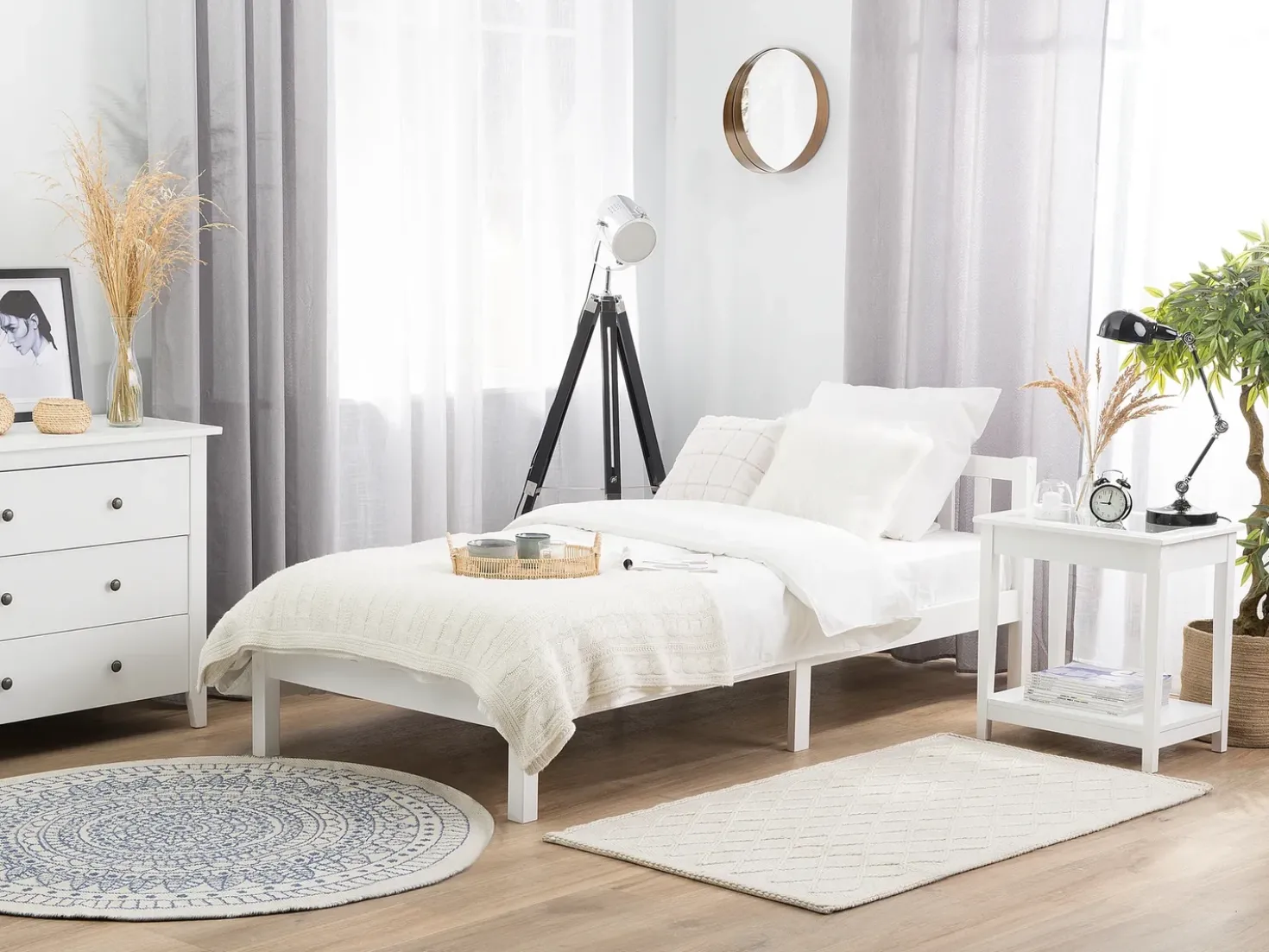 Letto Legno di pino FLORAC 90 x 200 cm Bianco