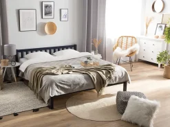 Letto Legno di pino FLORAC 140 x 200 cm Blu marino