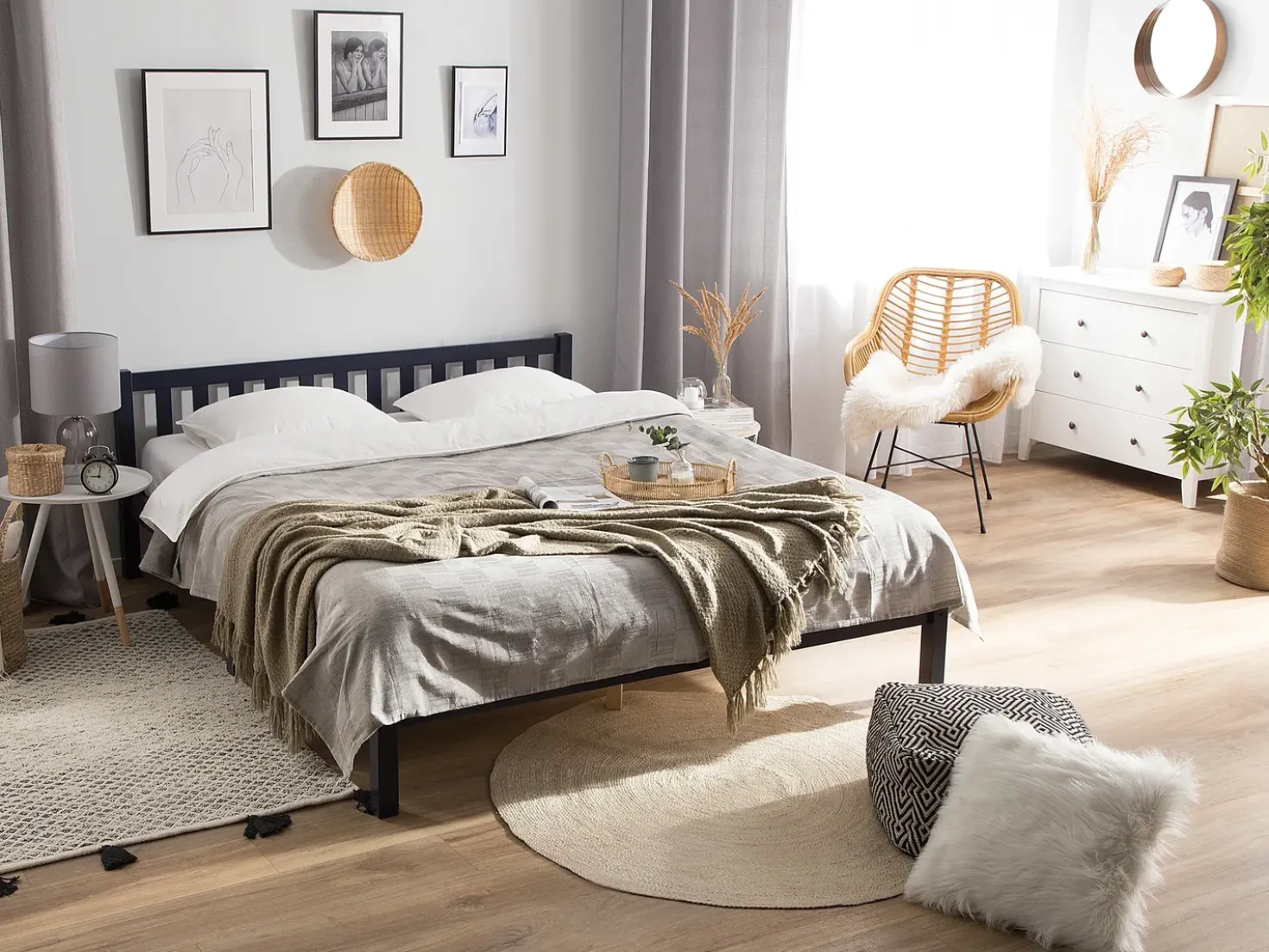 Letto Legno di pino FLORAC 140 x 200 cm Blu marino