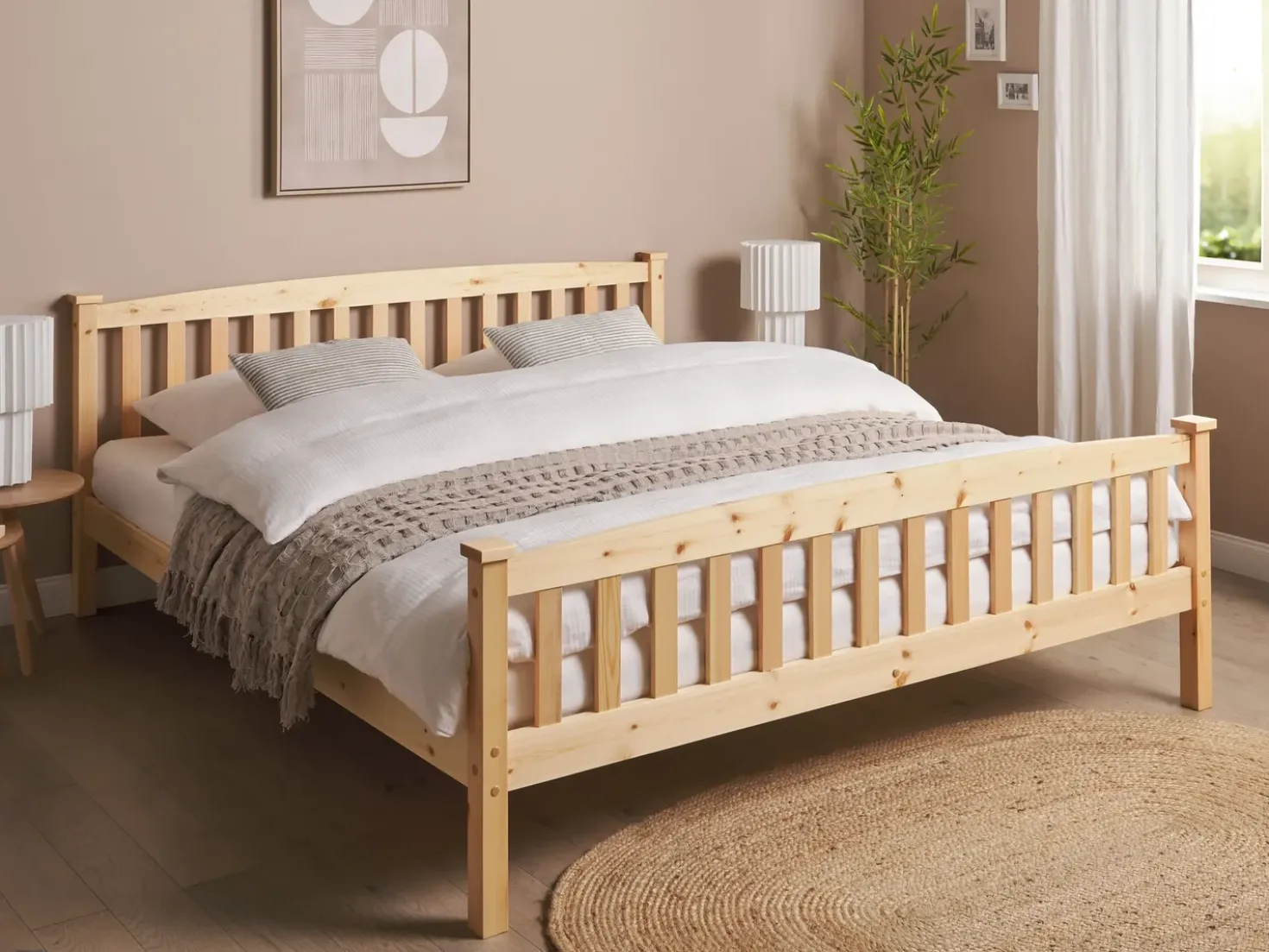 Letto Legno di pino GIVERNY 180 x 200 cm Marrone chiaro