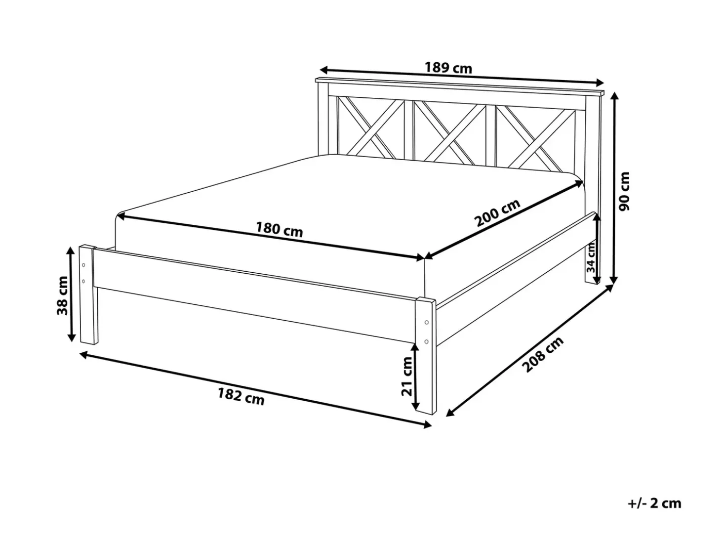 Letto Legno di pino TANNAY 180 x 200 cm Marrone chiaro