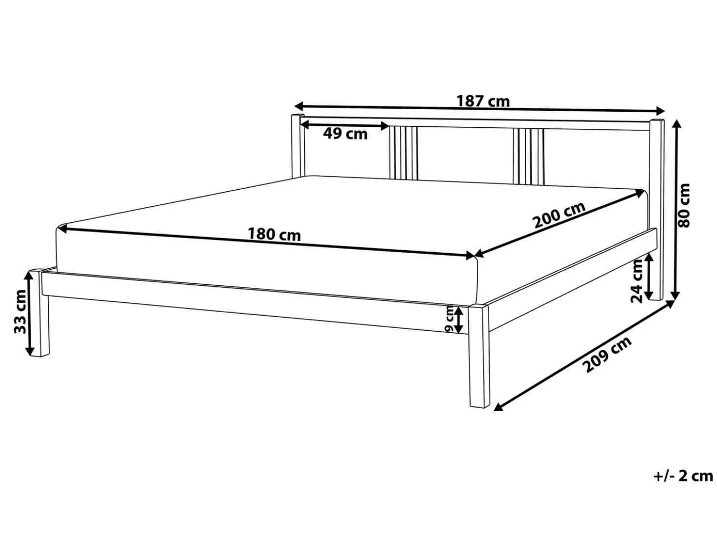 Letto Legno di pino VANNES 180 x 200 cm Bianco