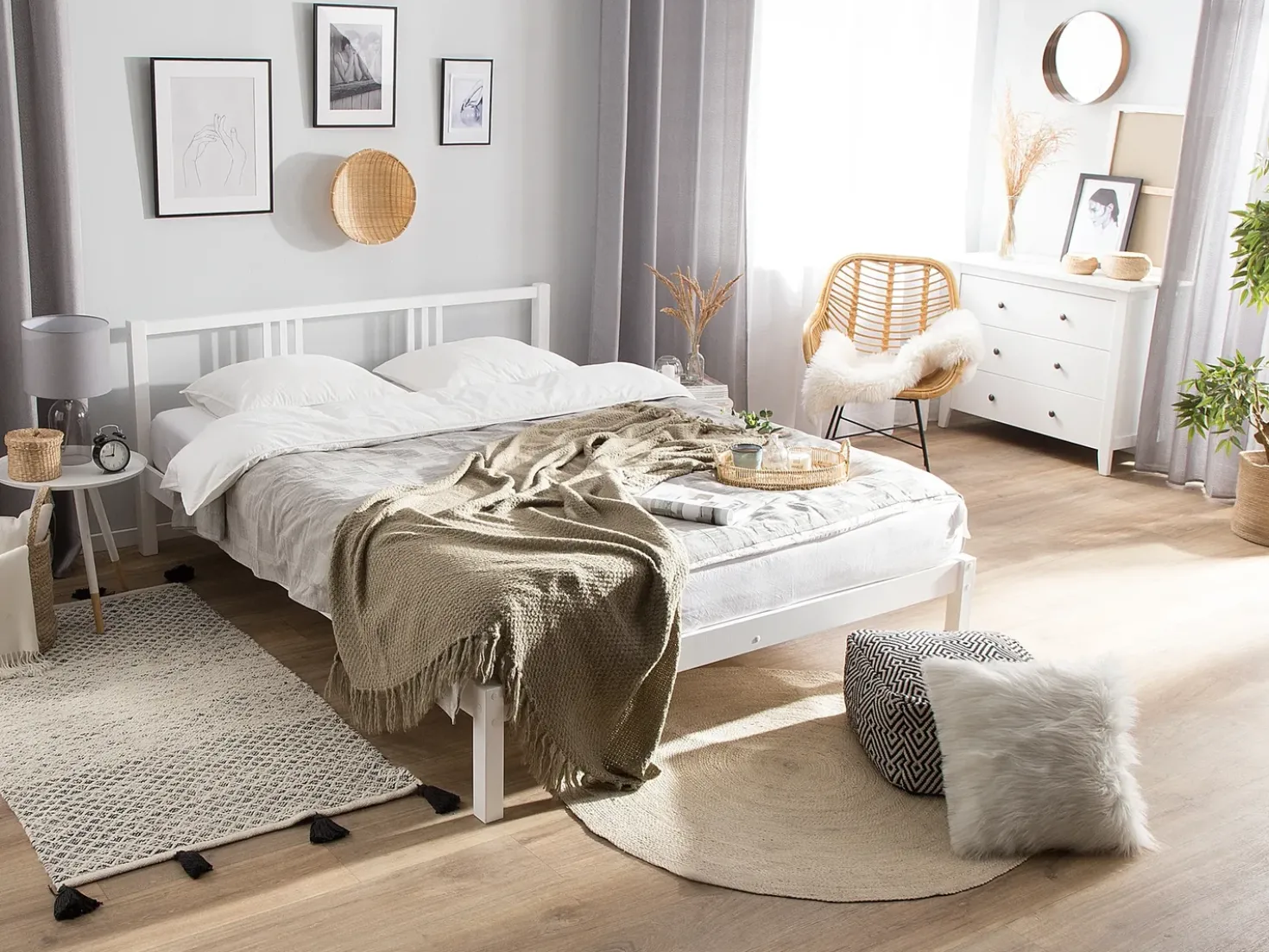 Letto Legno di pino VANNES 180 x 200 cm Bianco