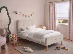 Letto Lino sintetico RENNES 90 x 200 cm Beige chiaro