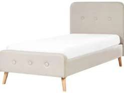 Letto Lino sintetico RENNES 90 x 200 cm Beige chiaro