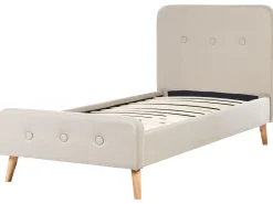 Letto Lino sintetico RENNES 90 x 200 cm Beige chiaro
