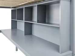 Letto matrimoniale alto con scrivania Legno di pino FOUCAMONT 90 x 200 cm Grigio