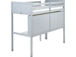 Letto matrimoniale alto con scrivania Legno di pino FOUCAMONT 90 x 200 cm Grigio