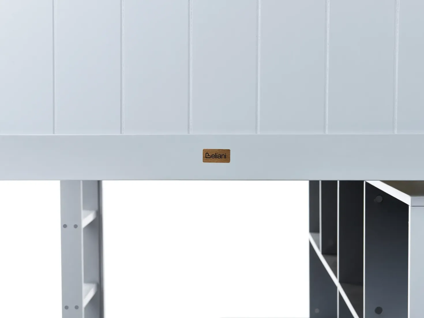 Letto matrimoniale alto con scrivania Legno di pino FOUCAMONT 90 x 200 cm Grigio