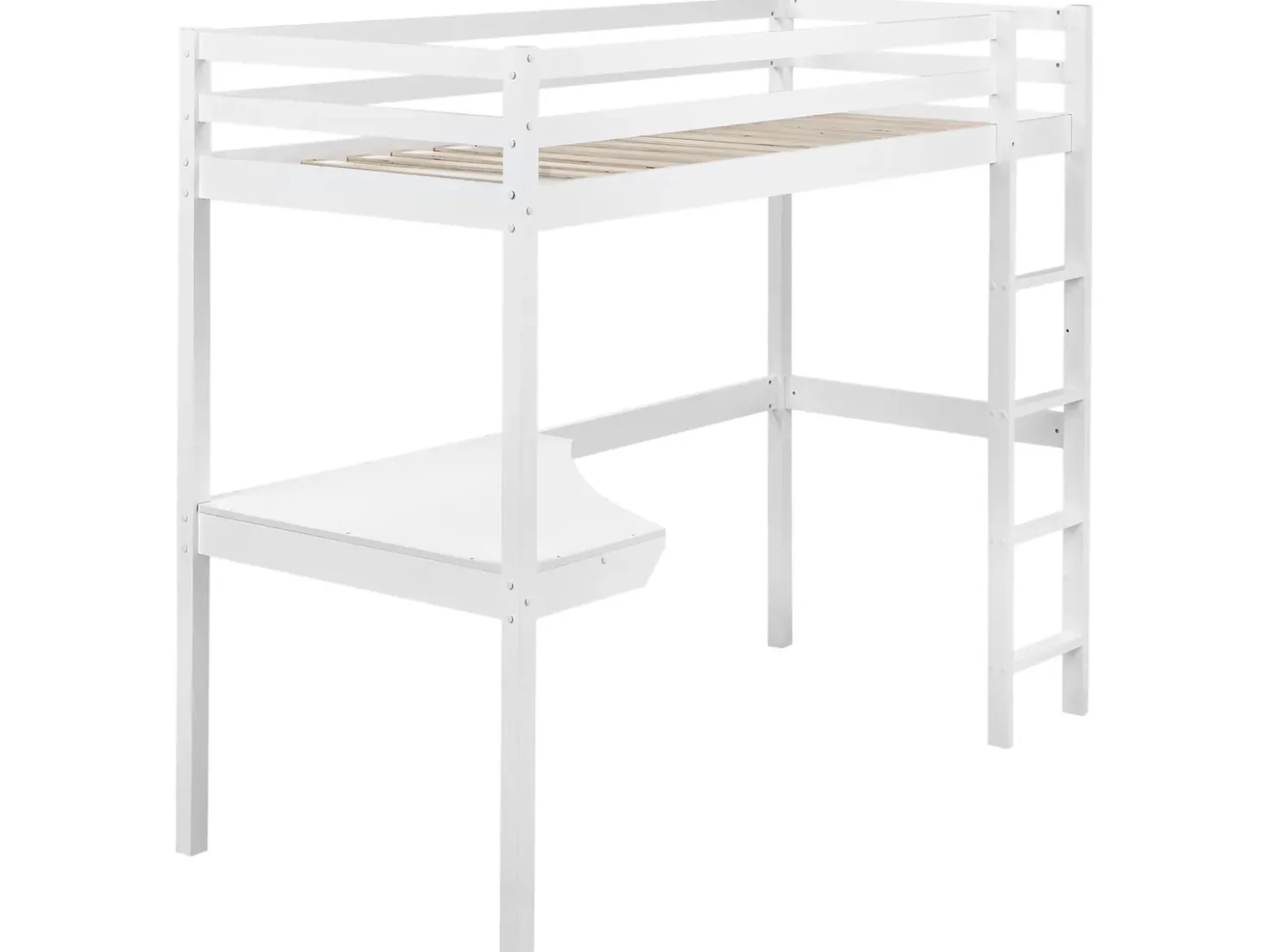 Letto matrimoniale alto con scrivania Legno di pino LOURY 90 x 200 cm Bianco