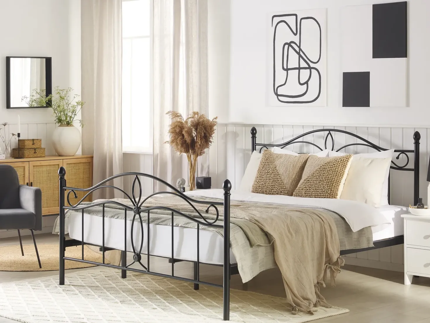 Letto Metallo ANTLIA 180 x 200 cm Nero