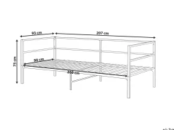 Letto Metallo BATTUT 90 x 200 cm Nero