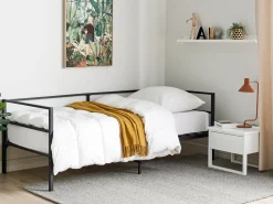 Letto Metallo BATTUT 90 x 200 cm Nero