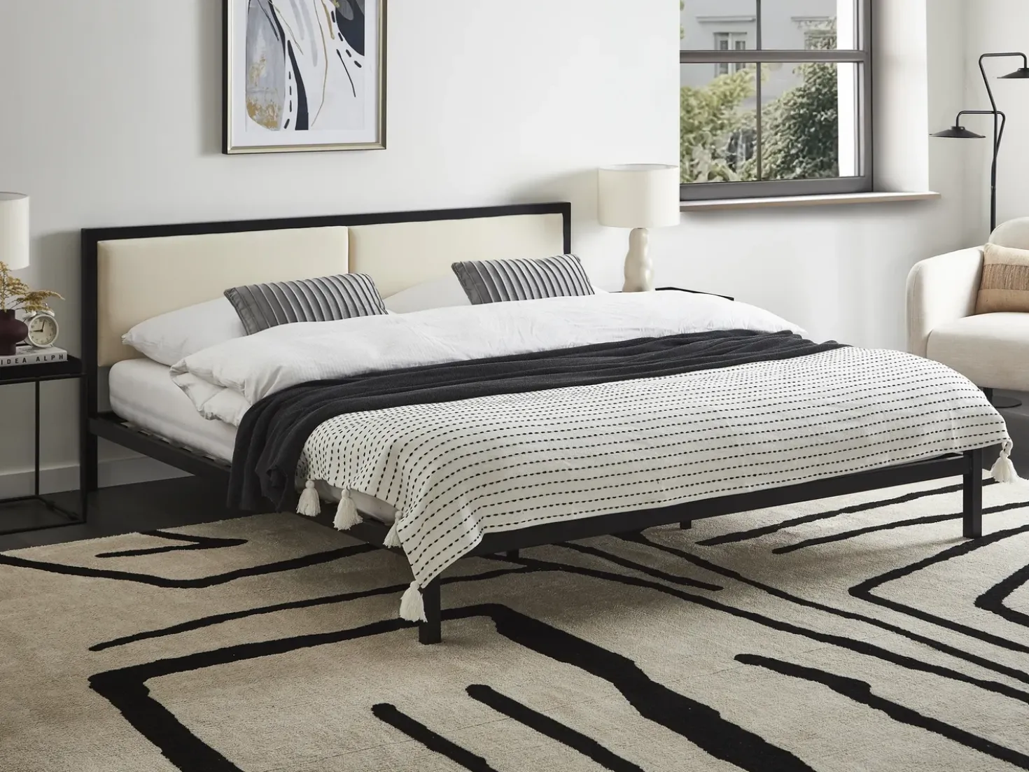 Letto Metallo CLAMART 180 x 200 cm Beige chiaro