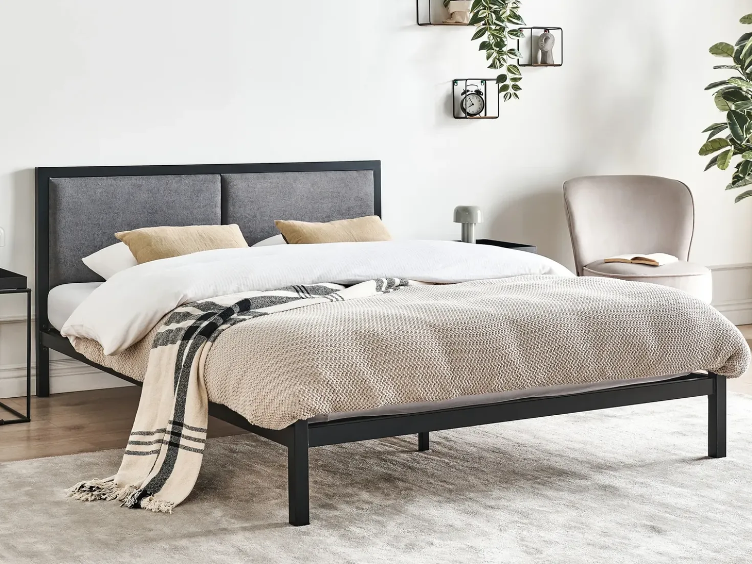 Letto Metallo CLAMART 140 x 200 cm Grigio