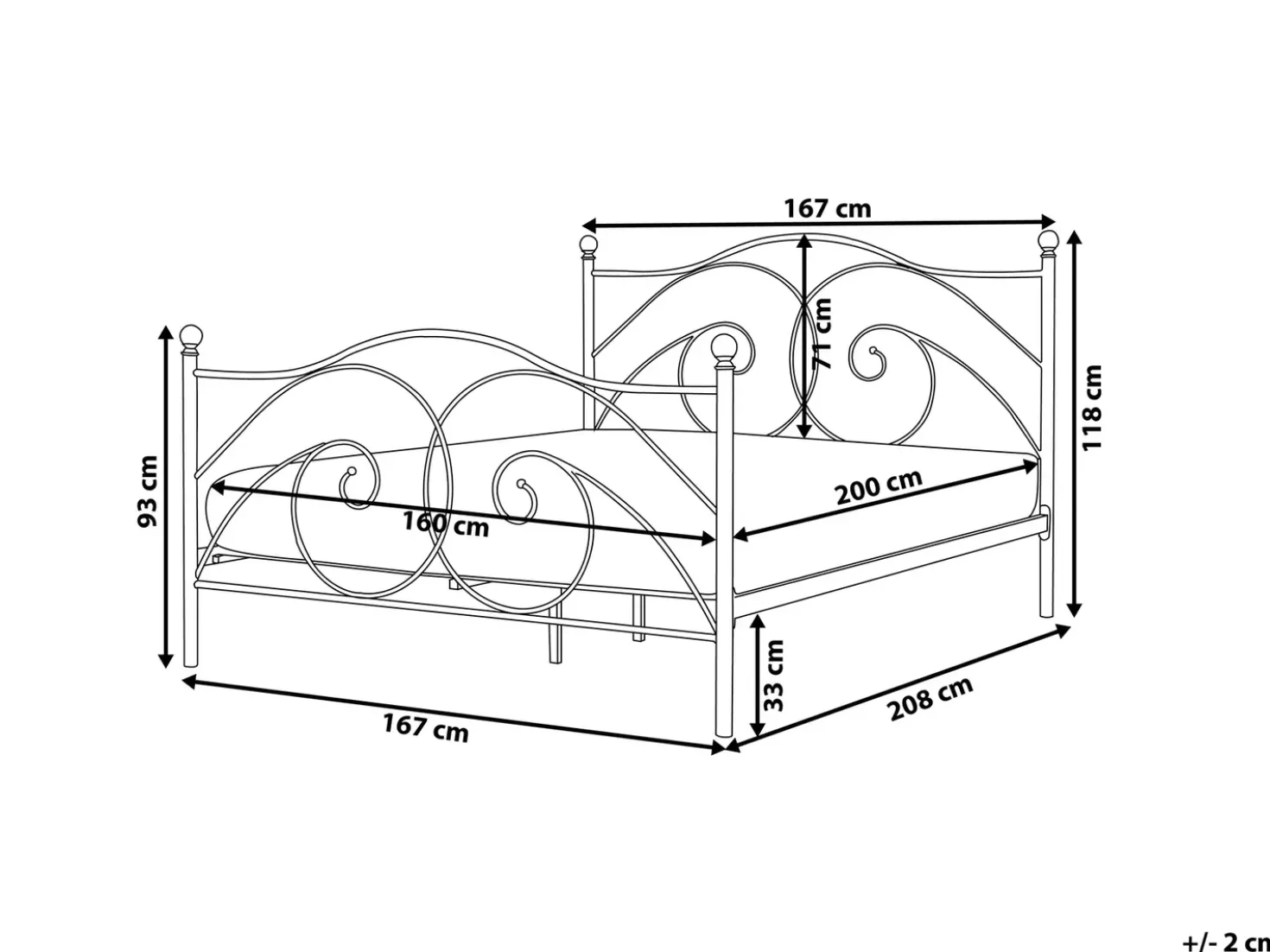 Letto Metallo DINARD 160 x 200 cm Nero