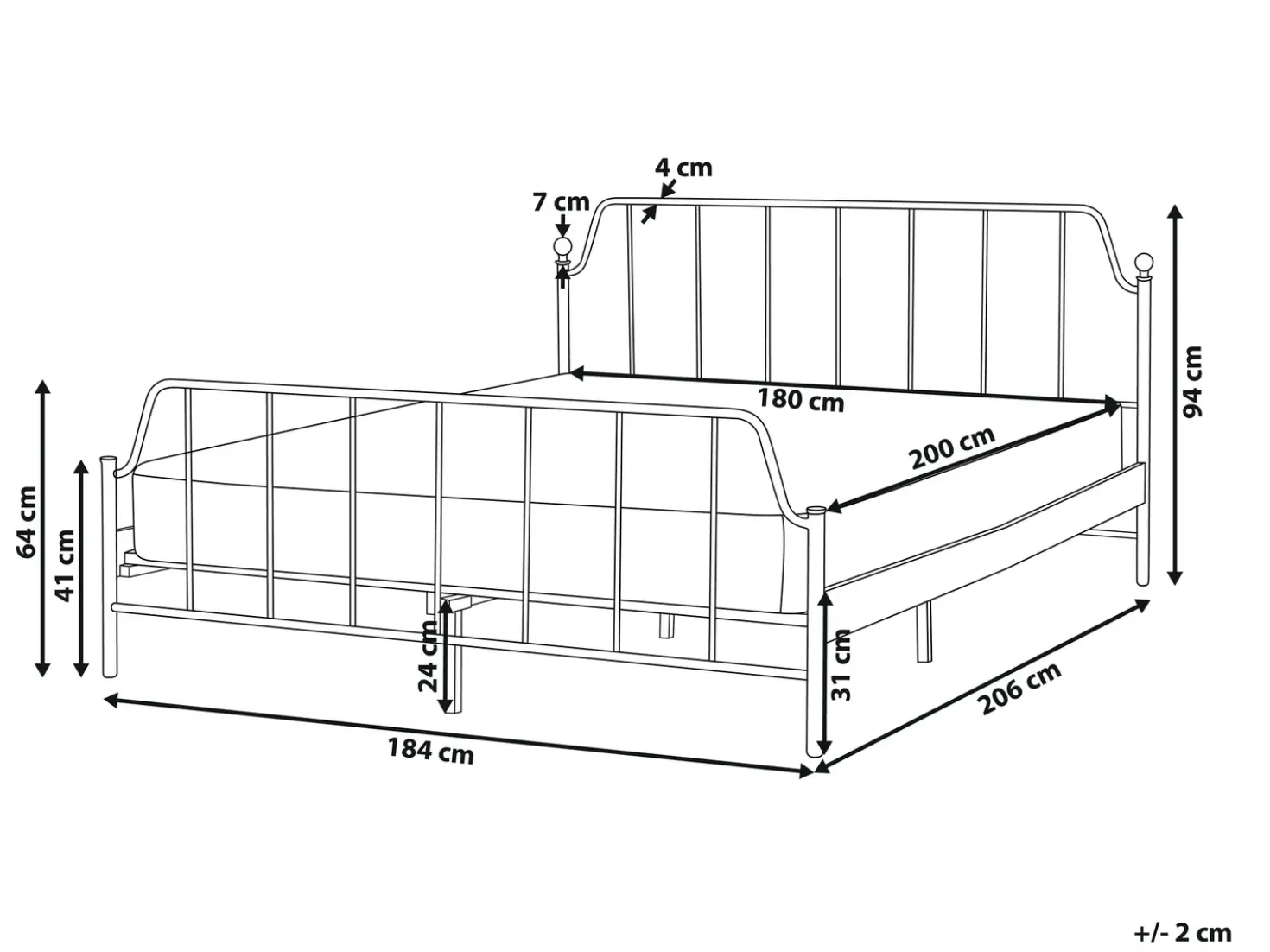 Letto Metallo MAURESSAC 180 x 200 cm Nero