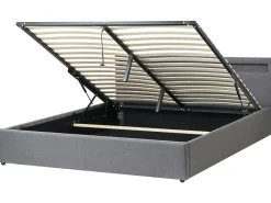 Letto ottomana con LED Tessuto ARMELLE 180 x 200 cm Grigio scuro