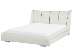 Letto Pelle naturale NANTES 140 x 200 cm Bianco sporco