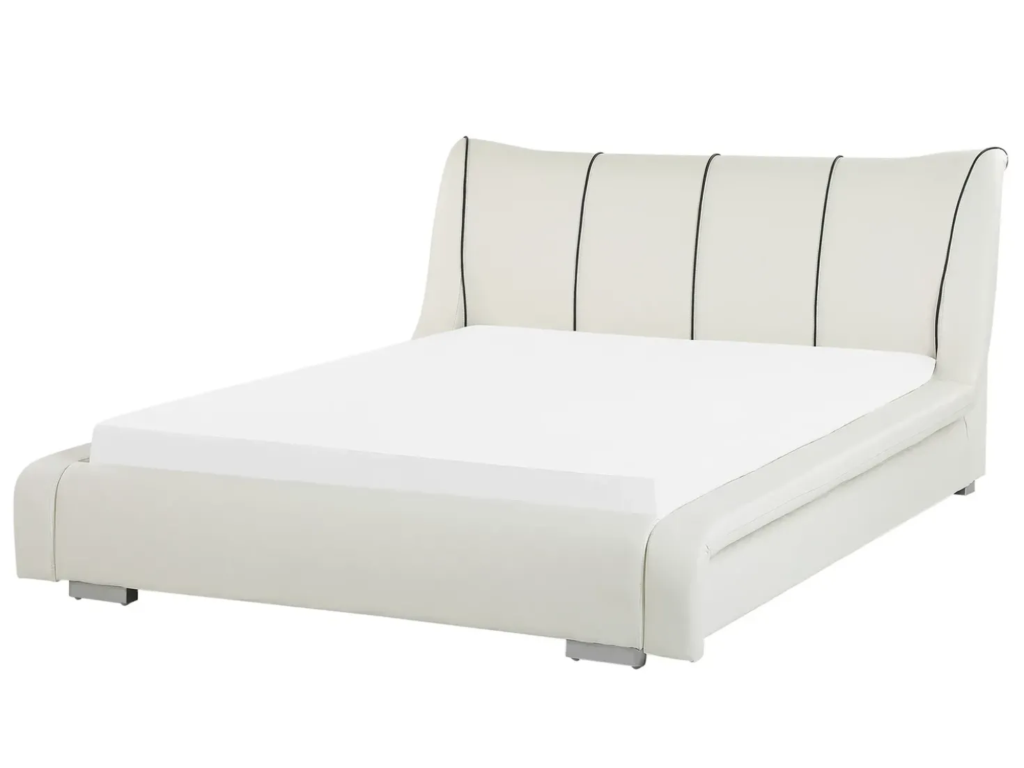 Letto Pelle naturale NANTES 140 x 200 cm Bianco sporco
