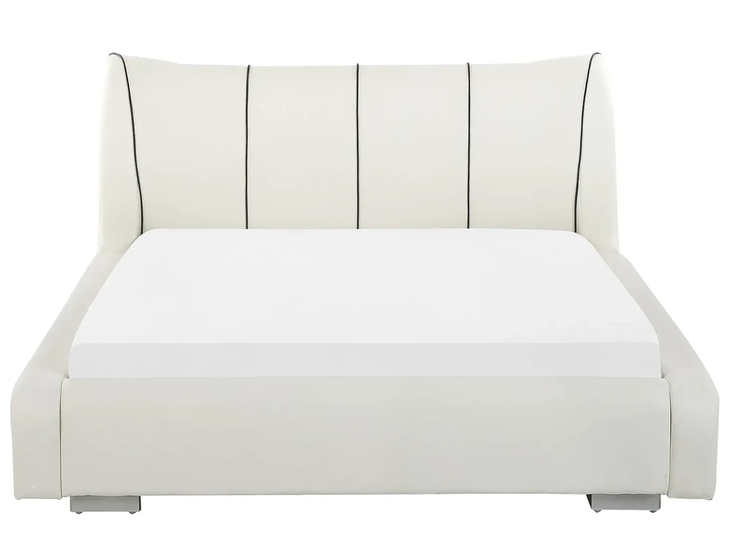 Letto Pelle naturale NANTES 140 x 200 cm Bianco sporco