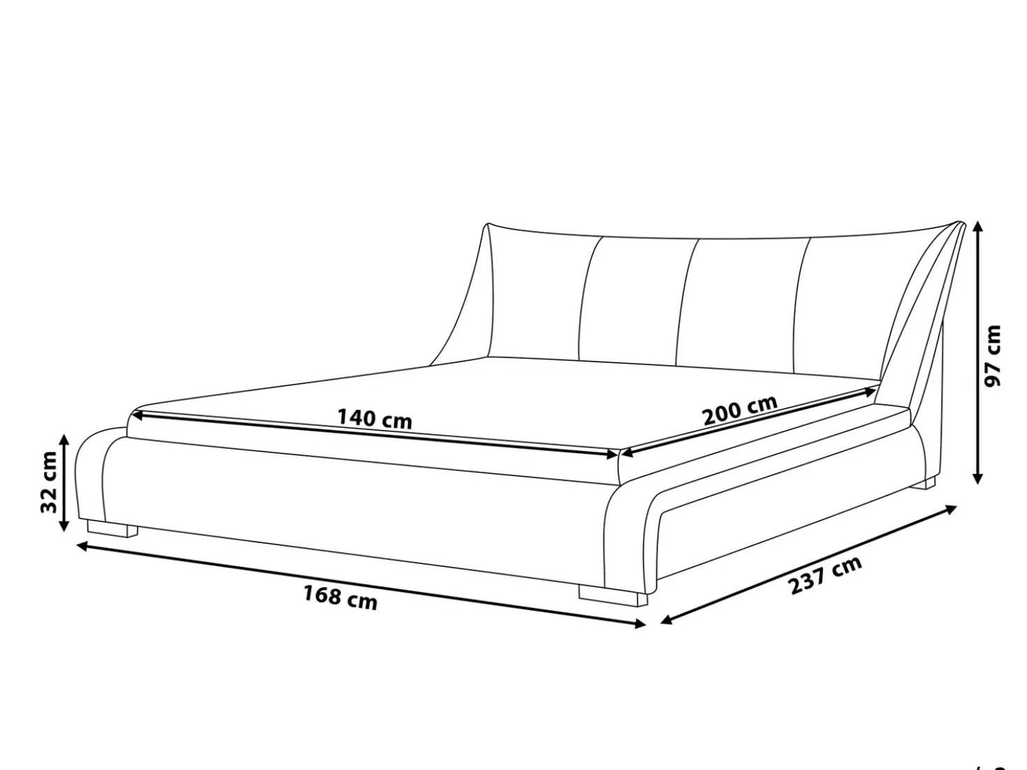 Letto Pelle naturale NANTES 140 x 200 cm Bianco sporco