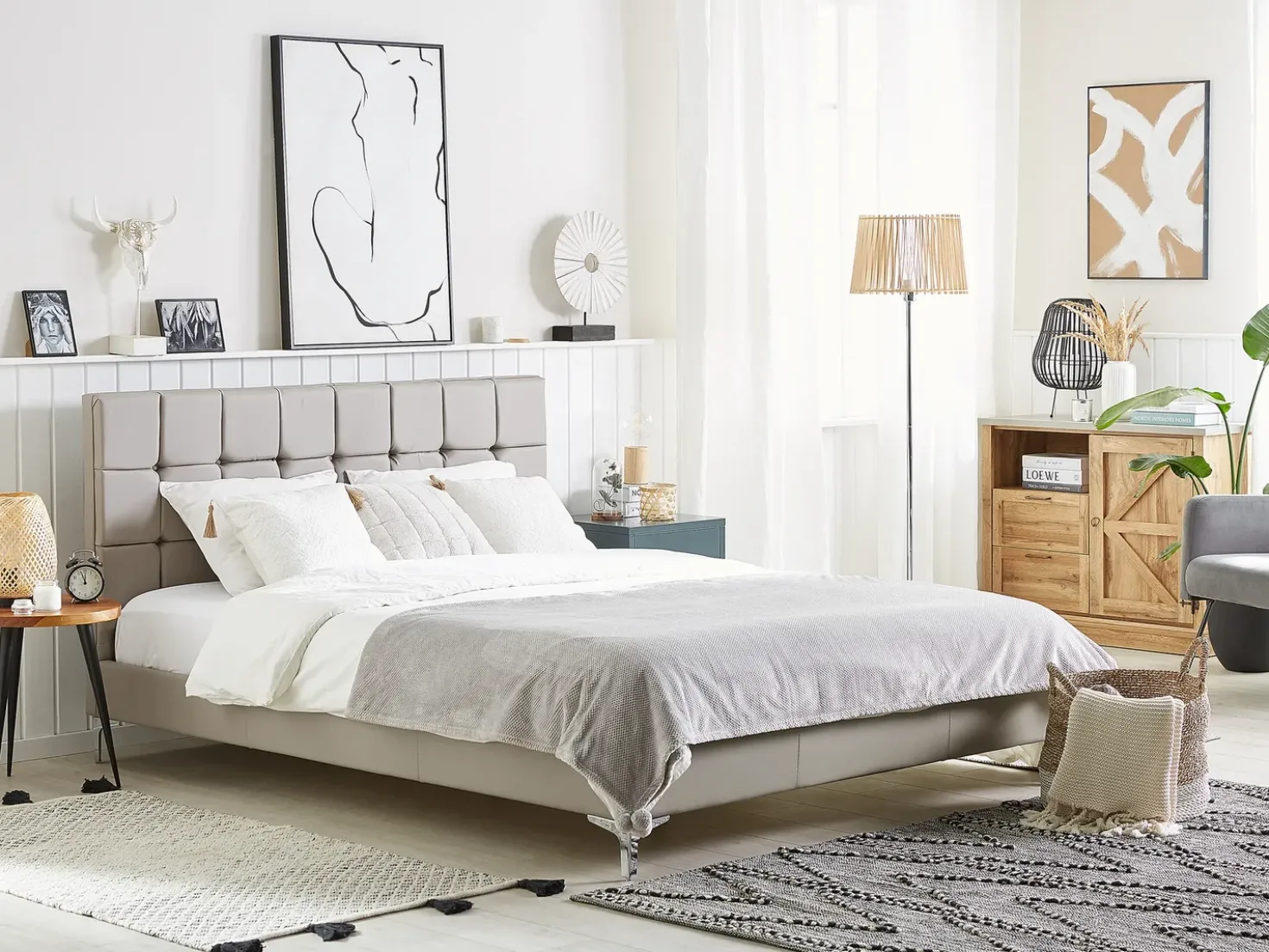 Letto Pelle sintetica AMBERT 140 x 200 cm Tortora