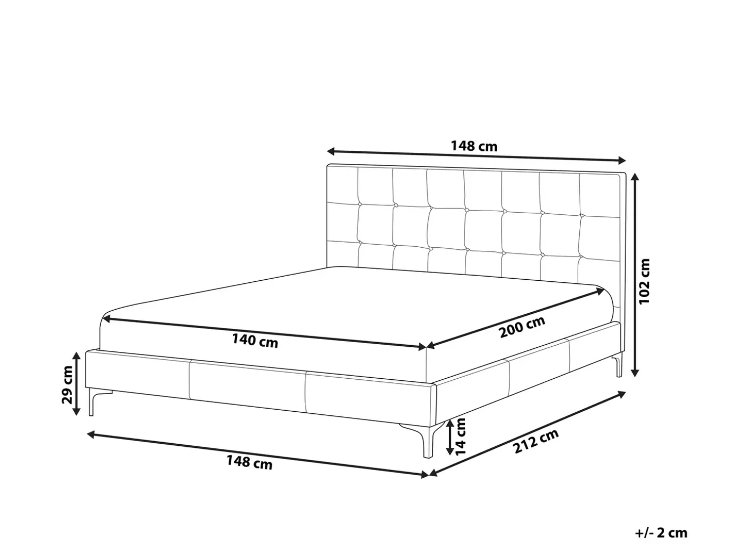 Letto Pelle sintetica AMBERT 140 x 200 cm Tortora