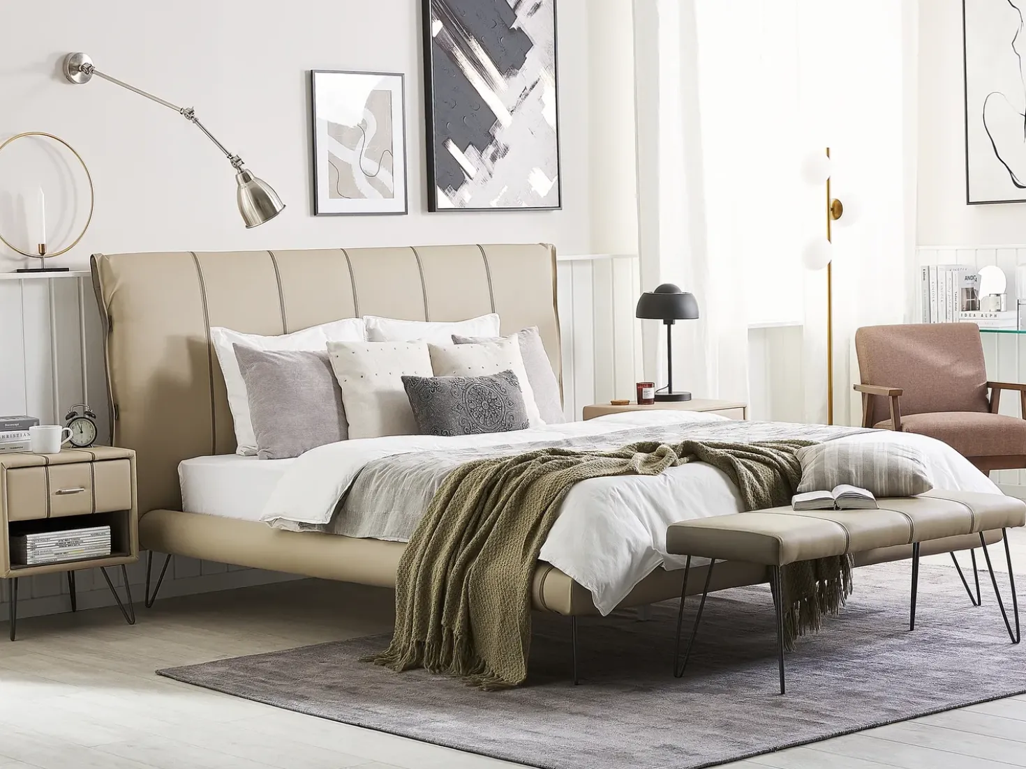 Letto Pelle sintetica BETIN 180 x 200 cm Beige sabbia