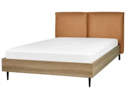 Letto Pelle sintetica LIMANTON 140 x 200 cm Marrone dorato