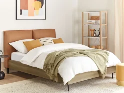 Letto Pelle sintetica LIMANTON 140 x 200 cm Marrone dorato