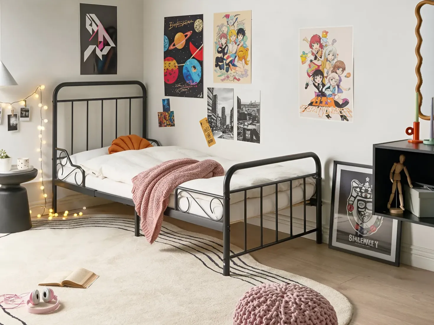 Letto per bambini allungabile Metallo ANAIS 90 x 200 cm Nero