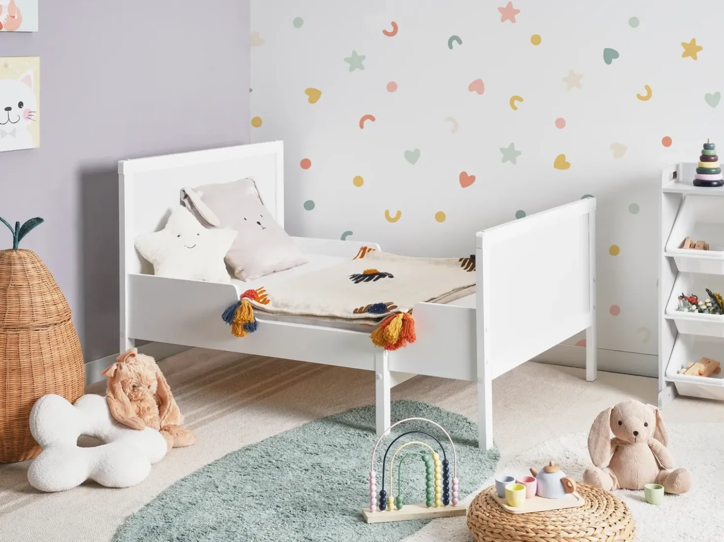 Letto per bambini allungabile Legno di pino MONTIGNY 90 x 200 cm Bianco