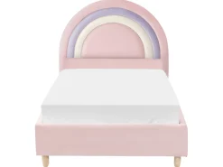 Letto per bambini Arcobaleno Velluto LANDEILLAU 90 x 200 cm Rosa