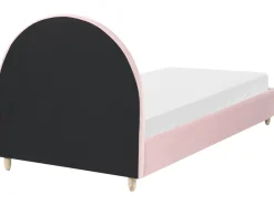 Letto per bambini Arcobaleno Velluto LANDEILLAU 90 x 200 cm Rosa