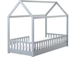 Letto per bambini Casa Legno di pino COSSAYE 90 x 200 cm Grigio