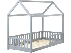 Letto per bambini Casa Legno di pino COSSAYE 90 x 200 cm Grigio