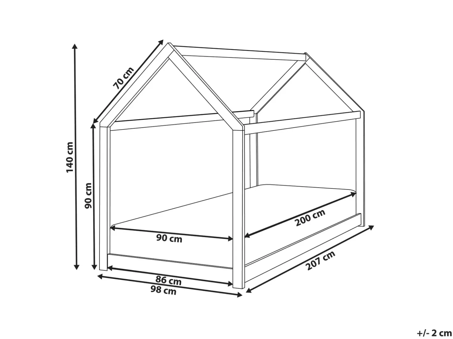 Letto per bambini Casa Legno di pino TOSSE 90 x 200 cm Bianco
