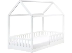 Letto per bambini Casa Legno di pino COSSAYE 90 x 200 cm Bianco