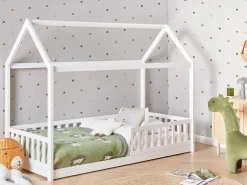 Letto per bambini Casa Legno di pino COSSAYE 90 x 200 cm Bianco