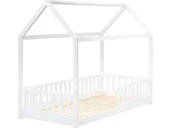 Letto per bambini Casa Legno di pino COSSAYE 90 x 200 cm Bianco