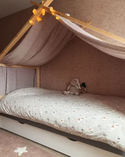 Letto per bambini Casa Legno di pino ORGEVAL 90 x 200 cm con contenitore Grigio