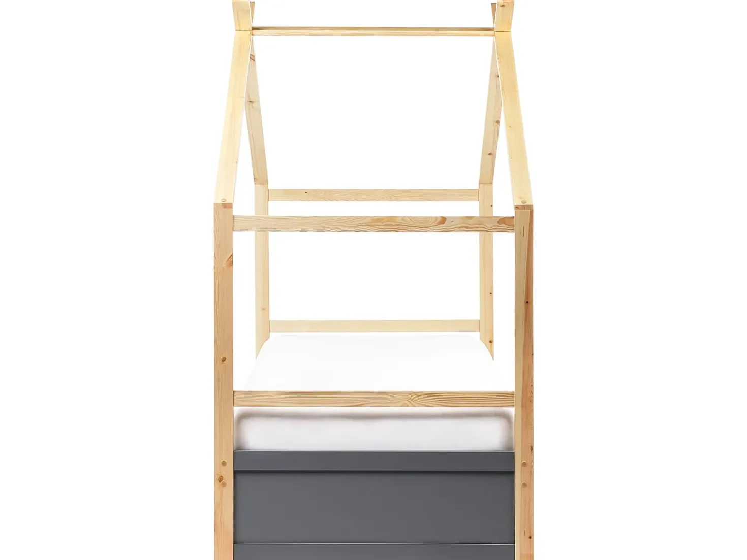Letto per bambini Casa Legno di pino ORGEVAL 90 x 200 cm con contenitore Grigio