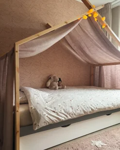 Letto per bambini Casa Legno di pino ORGEVAL 90 x 200 cm con contenitore Grigio