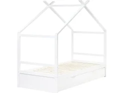 Letto per bambini Casa Legno di pino ORGEVAL 90 x 200 cm con contenitore Bianco