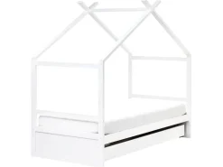 Letto per bambini Casa Legno di pino ORGEVAL 90 x 200 cm con contenitore Bianco